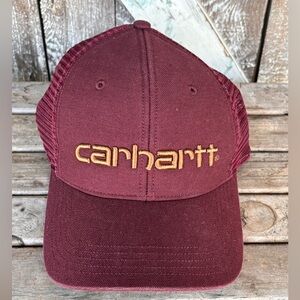 Carhartt Men’s Force Mesh Maroon Red Trucker Work Hat Snapback Cap